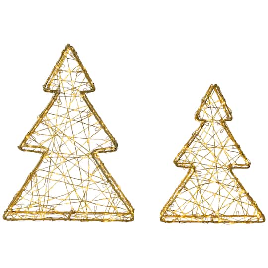 LED Lighted Wire Christmas Tree Decorations Set By Northlight in Gold | Michaels®